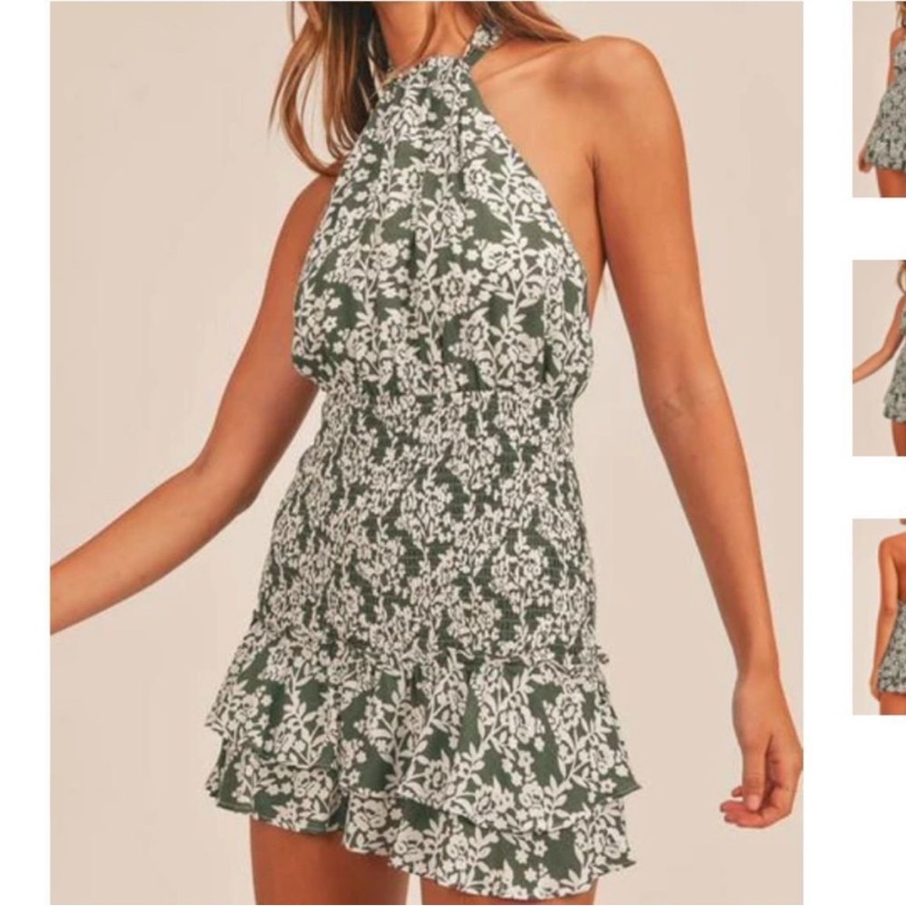 Mable Green Floral Halter Dress